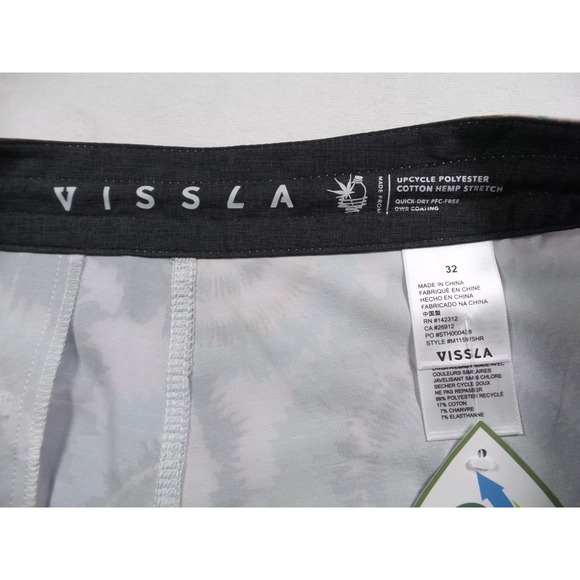Vissla Shorts Mens Size 32 Green Shred Head Boardshorts Drawstring Pockets NWT - Picture 14 of 15